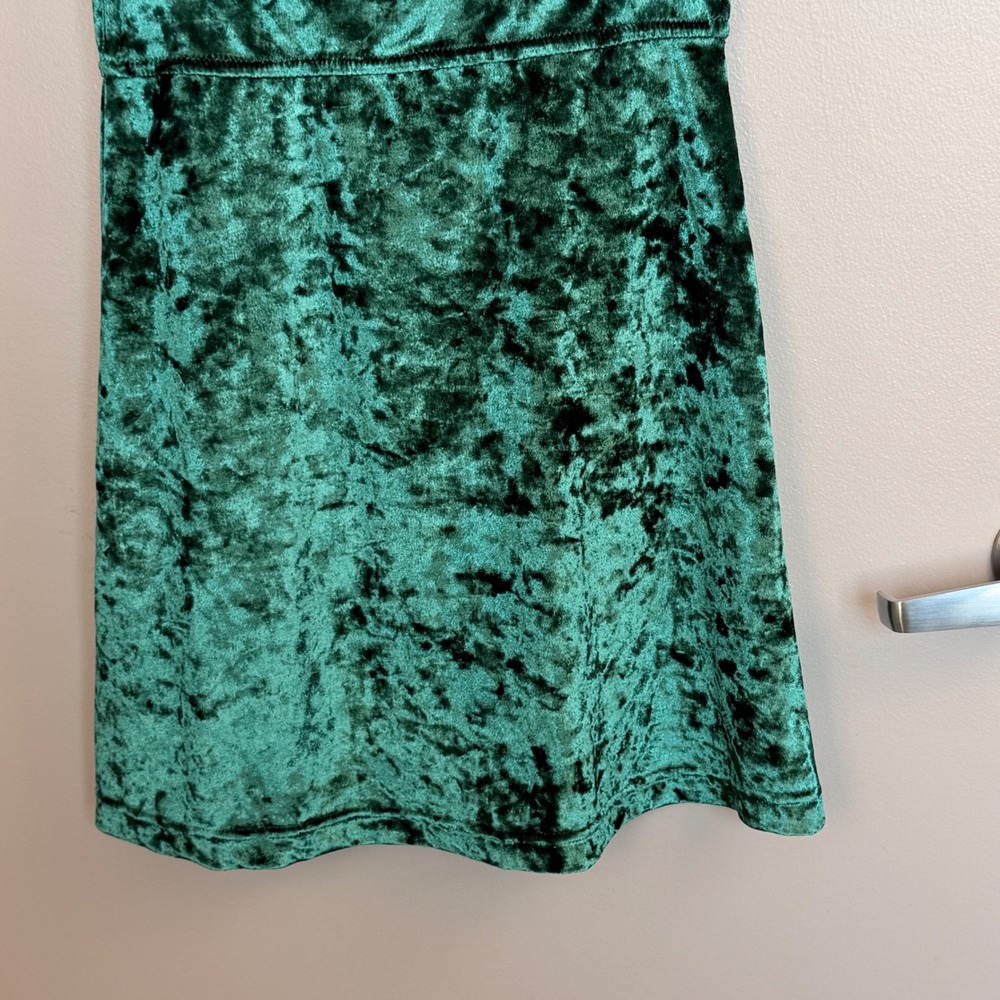 Urban Outfitters Green Crushed Velvet Corset Mini Dress Zipper Front‎ Y2K Size S - Picture 11 of 14